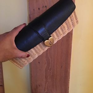 Pre owned Juicy Couture wood and leather clutch